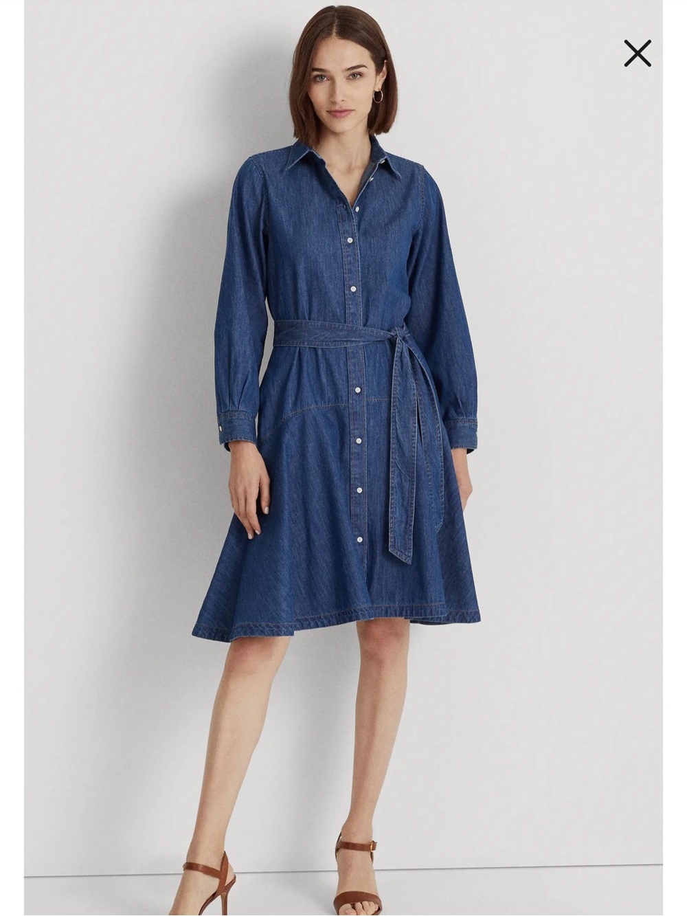Lauren Ralph Lauren Long Sleeve Belted Denim Shirtdress size 16